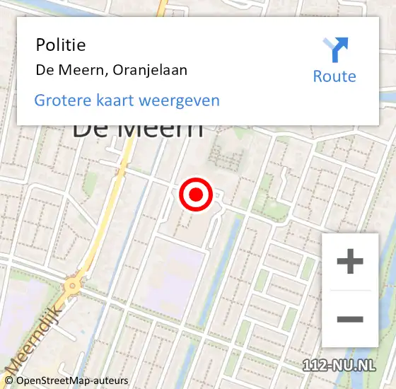 Locatie op kaart van de 112 melding: Politie De Meern, Oranjelaan op 27 oktober 2017 06:25