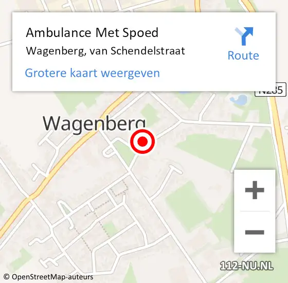 Locatie op kaart van de 112 melding: Ambulance Met Spoed Naar Wagenberg, van Schendelstraat op 27 oktober 2017 06:29