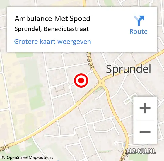 Locatie op kaart van de 112 melding: Ambulance Met Spoed Naar Sprundel, Benedictastraat op 27 oktober 2017 07:51