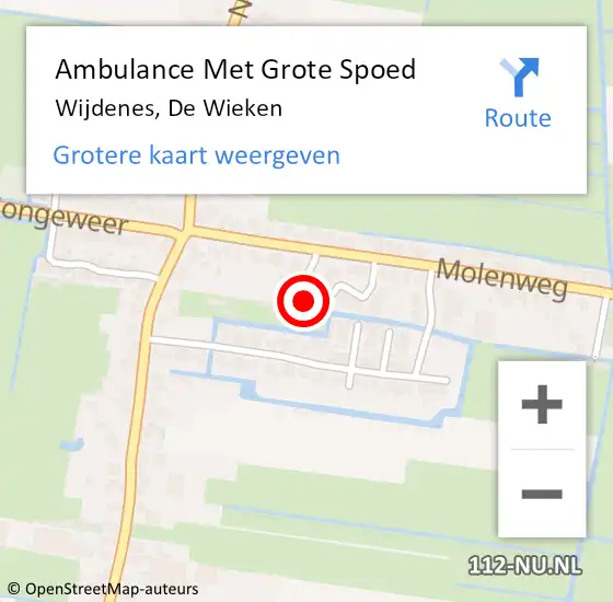 Locatie op kaart van de 112 melding: Ambulance Met Grote Spoed Naar Wijdenes, De Wieken op 27 oktober 2017 08:34