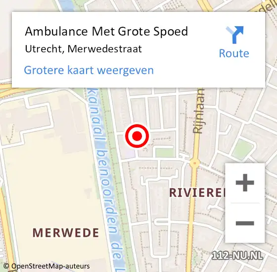 Locatie op kaart van de 112 melding: Ambulance Met Grote Spoed Naar Utrecht, Merwedestraat op 27 oktober 2017 10:14