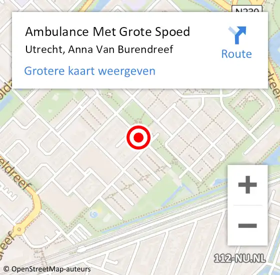 Locatie op kaart van de 112 melding: Ambulance Met Grote Spoed Naar Utrecht, Anna Van Burendreef op 27 oktober 2017 10:29