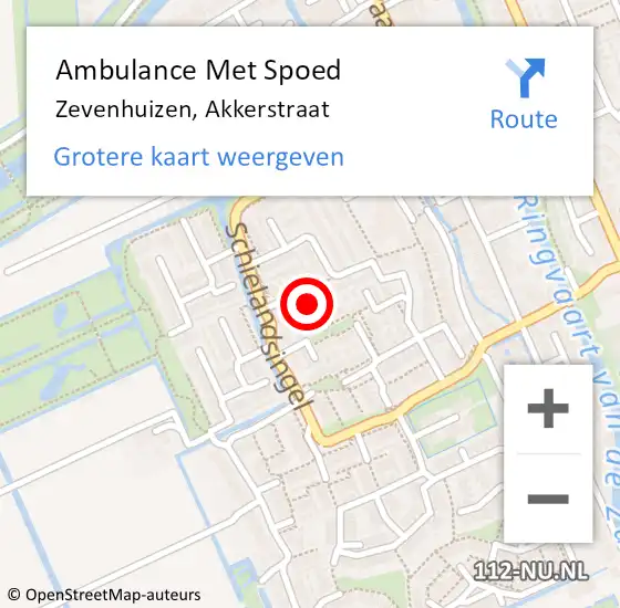 Locatie op kaart van de 112 melding: Ambulance Met Spoed Naar Zevenhuizen, Akkerstraat op 27 oktober 2017 10:50