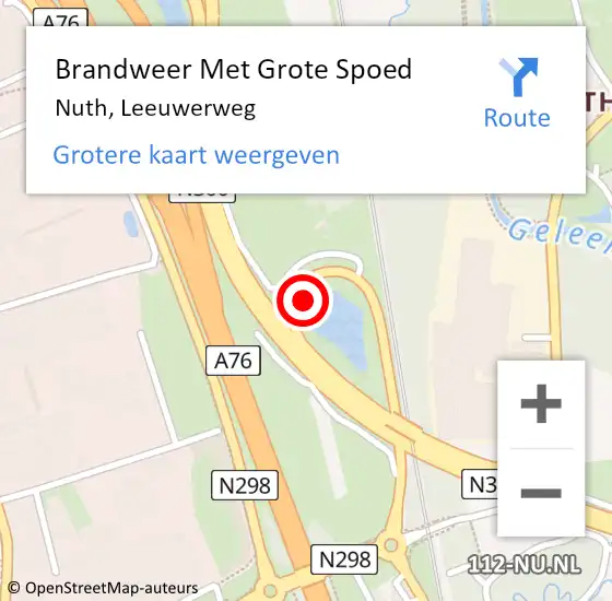 Locatie op kaart van de 112 melding: Brandweer Met Grote Spoed Naar Nuth, Leeuwerweg op 27 oktober 2017 11:03