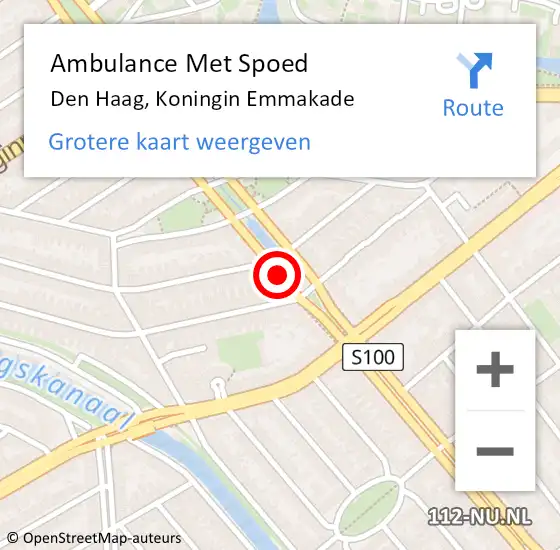 Locatie op kaart van de 112 melding: Ambulance Met Spoed Naar Den Haag, Koningin Emmakade op 27 oktober 2017 11:48