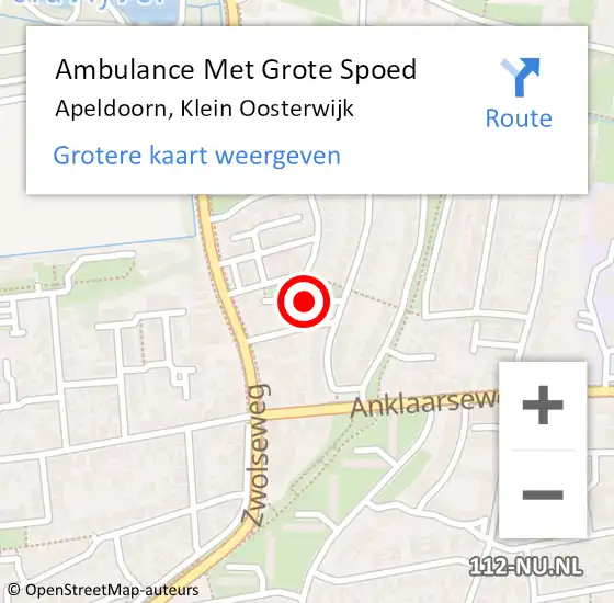 Locatie op kaart van de 112 melding: Ambulance Met Grote Spoed Naar Apeldoorn, Klein Oosterwijk op 27 oktober 2017 12:04