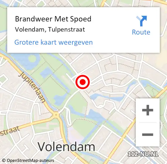 Locatie op kaart van de 112 melding: Brandweer Met Spoed Naar Volendam, Tulpenstraat op 27 oktober 2017 13:11