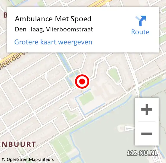 Locatie op kaart van de 112 melding: Ambulance Met Spoed Naar Den Haag, Vlierboomstraat op 27 oktober 2017 13:33