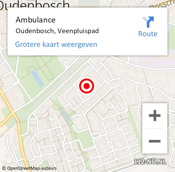 Locatie op kaart van de 112 melding: Ambulance Oudenbosch, Veenpluispad op 27 oktober 2017 13:54