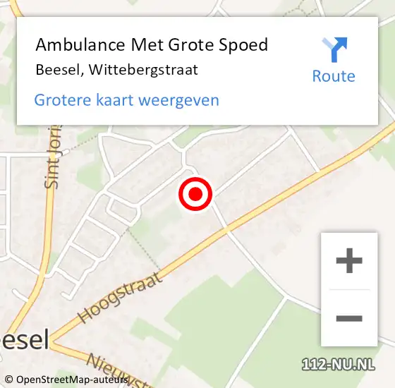 Locatie op kaart van de 112 melding: Ambulance Met Grote Spoed Naar Beesel, Wittebergstraat op 27 oktober 2017 13:58