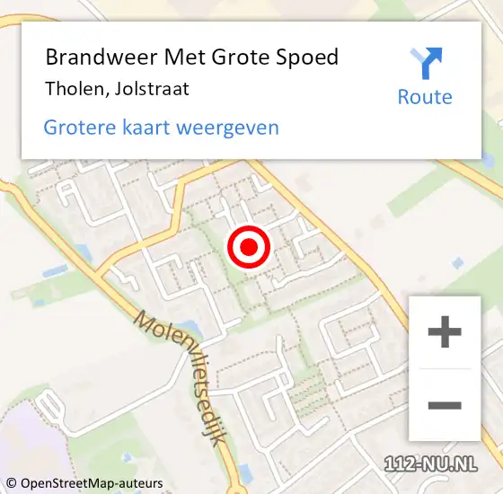 Locatie op kaart van de 112 melding: Brandweer Met Grote Spoed Naar Tholen, Jolstraat op 27 oktober 2017 15:15