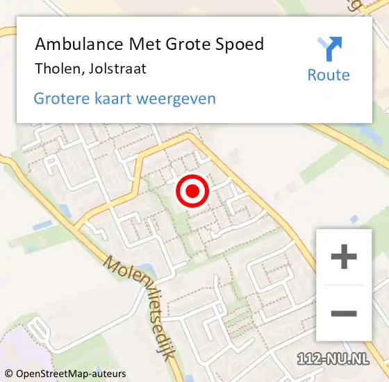 Locatie op kaart van de 112 melding: Ambulance Met Grote Spoed Naar Tholen, Jolstraat op 27 oktober 2017 15:23