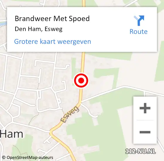 Locatie op kaart van de 112 melding: Brandweer Met Spoed Naar Den Ham, Esweg op 27 oktober 2017 15:38