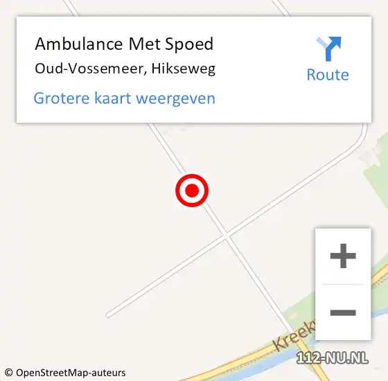 Locatie op kaart van de 112 melding: Ambulance Met Spoed Naar Oud-Vossemeer, Hikseweg op 27 oktober 2017 15:40