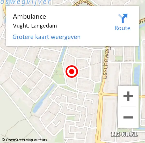 Locatie op kaart van de 112 melding: Ambulance Vught, Langedam op 27 oktober 2017 16:06