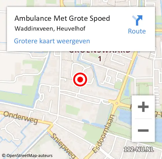 Locatie op kaart van de 112 melding: Ambulance Met Grote Spoed Naar Waddinxveen, Heuvelhof op 27 oktober 2017 16:57