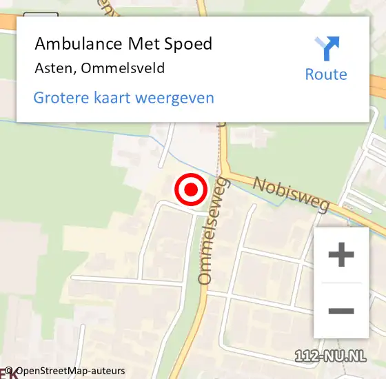 Locatie op kaart van de 112 melding: Ambulance Met Spoed Naar Asten, Ommelsveld op 27 oktober 2017 17:29