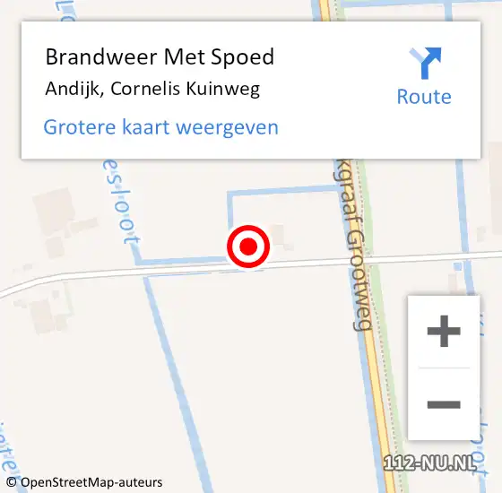 Locatie op kaart van de 112 melding: Brandweer Met Spoed Naar Andijk, Cornelis Kuinweg op 27 oktober 2017 17:31