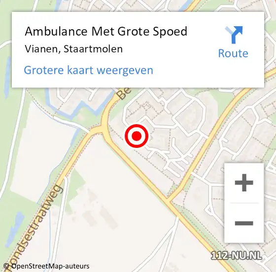Locatie op kaart van de 112 melding: Ambulance Met Grote Spoed Naar Vianen, Staartmolen op 27 oktober 2017 17:36