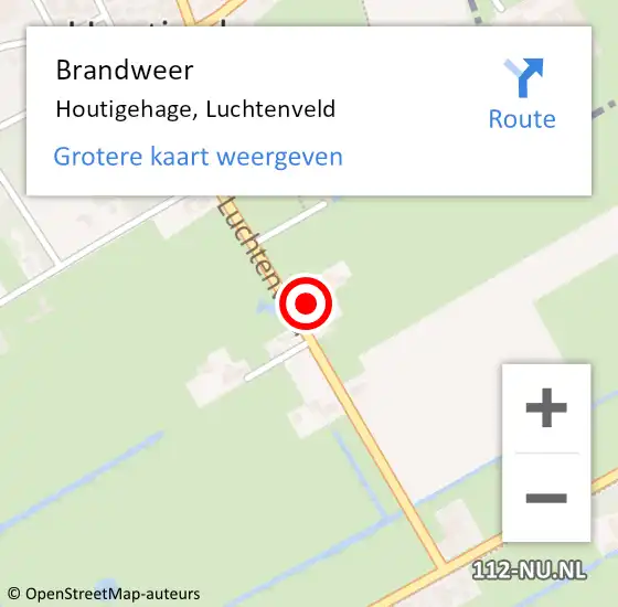 Locatie op kaart van de 112 melding: Brandweer Houtigehage, Luchtenveld op 27 oktober 2017 18:13