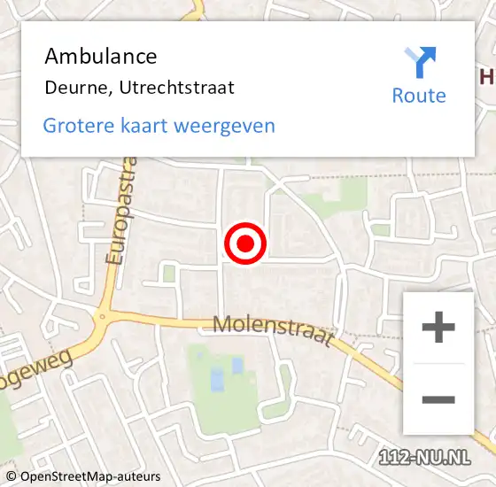 Locatie op kaart van de 112 melding: Ambulance Deurne, Utrechtstraat op 27 oktober 2017 18:36