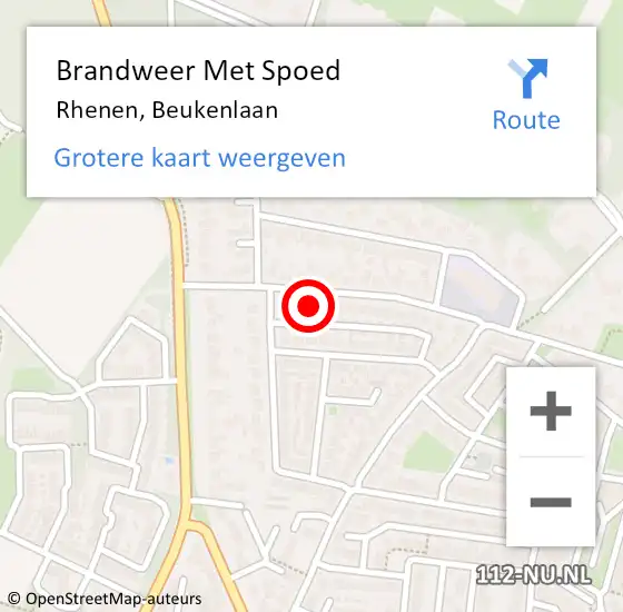 Locatie op kaart van de 112 melding: Brandweer Met Spoed Naar Rhenen, Beukenlaan op 27 oktober 2017 19:07