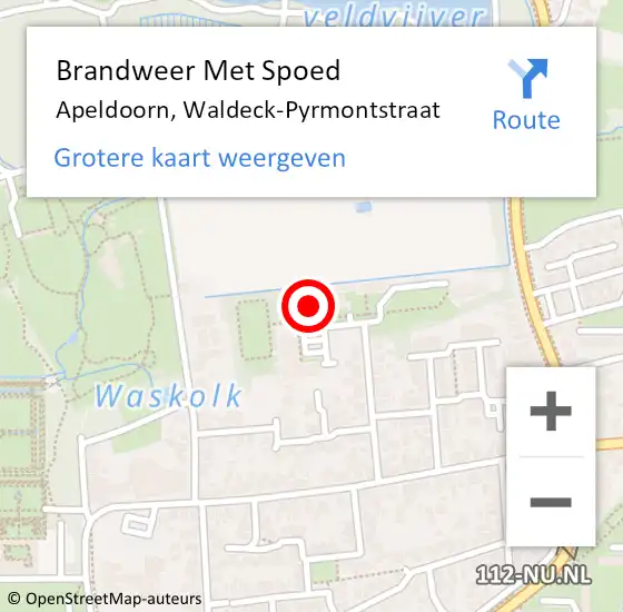 Locatie op kaart van de 112 melding: Brandweer Met Spoed Naar Apeldoorn, Waldeck-Pyrmontstraat op 5 februari 2014 11:26