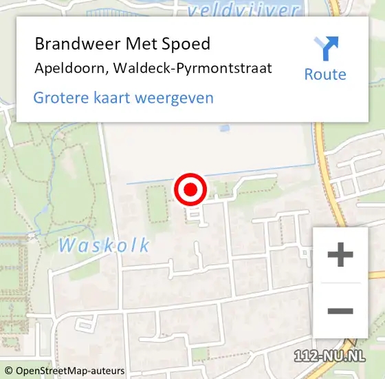 Locatie op kaart van de 112 melding: Brandweer Met Spoed Naar Apeldoorn, Waldeck-Pyrmontstraat op 5 februari 2014 11:27