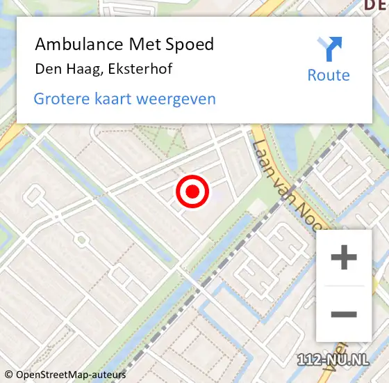 Locatie op kaart van de 112 melding: Ambulance Met Spoed Naar Den Haag, Eksterhof op 27 oktober 2017 19:32