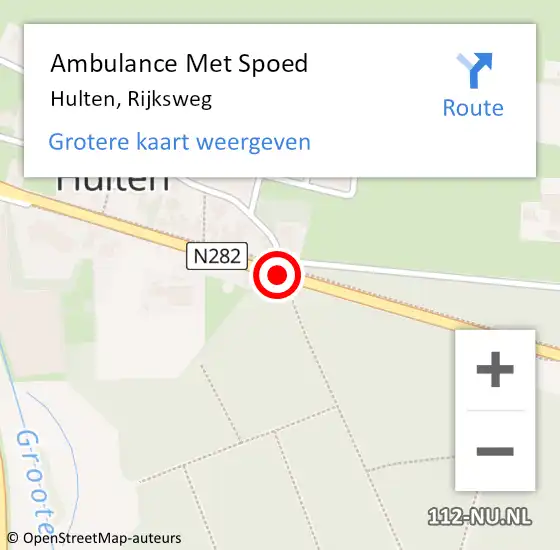 Locatie op kaart van de 112 melding: Ambulance Met Spoed Naar Hulten, Rijksweg op 27 oktober 2017 19:34