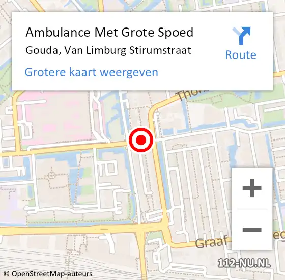 Locatie op kaart van de 112 melding: Ambulance Met Grote Spoed Naar Gouda, Van Limburg Stirumstraat op 27 oktober 2017 19:38