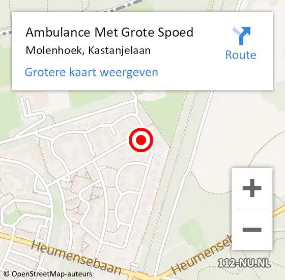 Locatie op kaart van de 112 melding: Ambulance Met Grote Spoed Naar Molenhoek, Kastanjelaan op 27 oktober 2017 20:18