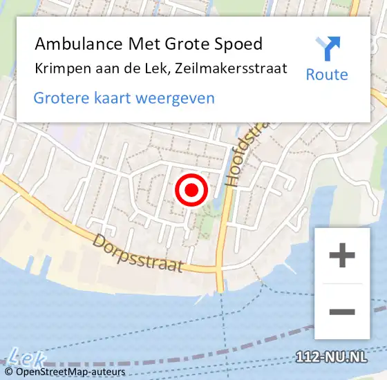 Locatie op kaart van de 112 melding: Ambulance Met Grote Spoed Naar Krimpen aan de Lek, Zeilmakersstraat op 27 oktober 2017 20:18