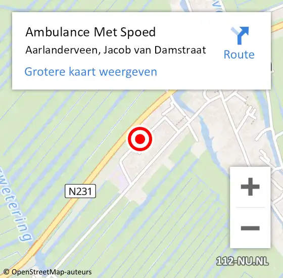 Locatie op kaart van de 112 melding: Ambulance Met Spoed Naar Aarlanderveen, Jacob van Damstraat op 27 oktober 2017 21:35