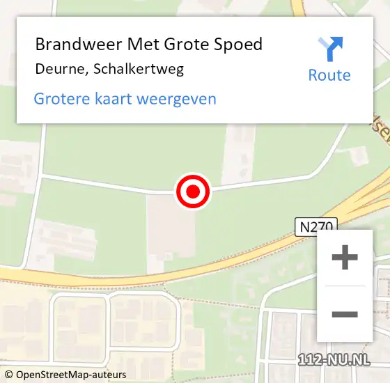 Locatie op kaart van de 112 melding: Brandweer Met Grote Spoed Naar Deurne, Schalkertweg op 27 oktober 2017 21:40