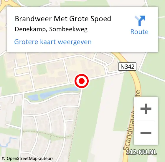 Locatie op kaart van de 112 melding: Brandweer Met Grote Spoed Naar Denekamp, Sombeekweg op 27 oktober 2017 21:47