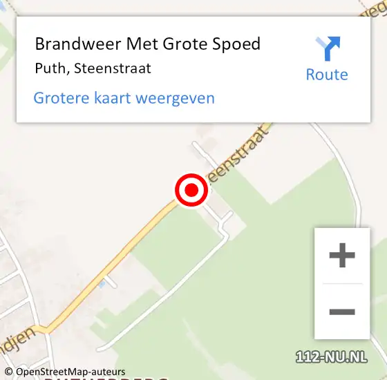 Locatie op kaart van de 112 melding: Brandweer Met Grote Spoed Naar Puth, Steenstraat op 27 oktober 2017 22:10