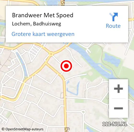 Locatie op kaart van de 112 melding: Brandweer Met Spoed Naar Lochem, Badhuisweg op 27 oktober 2017 23:27