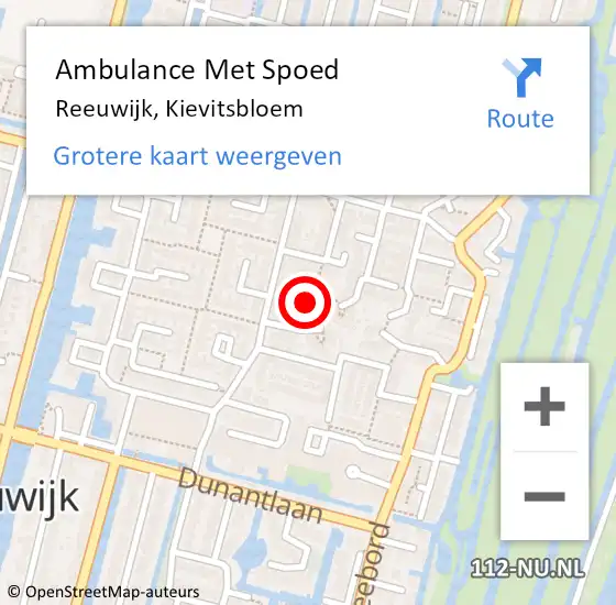 Locatie op kaart van de 112 melding: Ambulance Met Spoed Naar Reeuwijk, Kievitsbloem op 27 oktober 2017 23:37