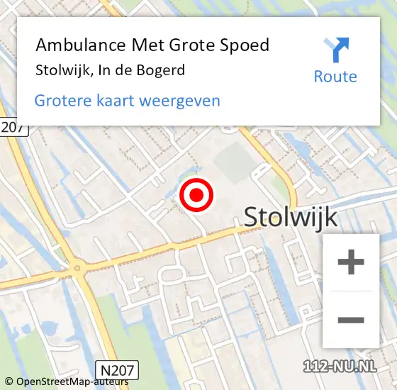 Locatie op kaart van de 112 melding: Ambulance Met Grote Spoed Naar Stolwijk, In de Bogerd op 28 oktober 2017 00:11