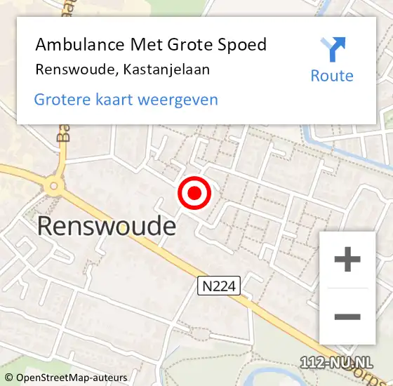 Locatie op kaart van de 112 melding: Ambulance Met Grote Spoed Naar Renswoude, Kastanjelaan op 28 oktober 2017 01:09