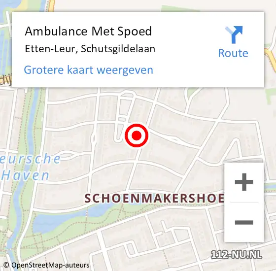 Locatie op kaart van de 112 melding: Ambulance Met Spoed Naar Etten-Leur, Schutsgildelaan op 28 oktober 2017 01:15