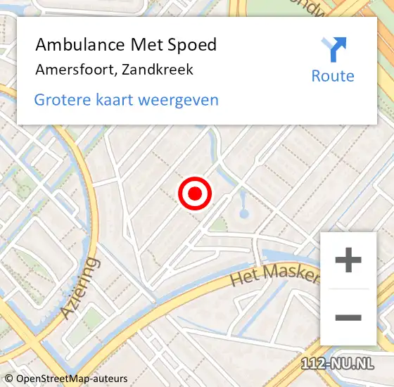 Locatie op kaart van de 112 melding: Ambulance Met Spoed Naar Amersfoort, Zandkreek op 28 oktober 2017 01:24