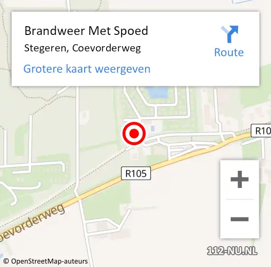 Locatie op kaart van de 112 melding: Brandweer Met Spoed Naar Stegeren, Coevorderweg op 28 oktober 2017 02:06