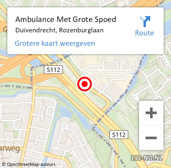 Locatie op kaart van de 112 melding: Ambulance Met Grote Spoed Naar Duivendrecht, Rozenburglaan op 28 oktober 2017 03:34