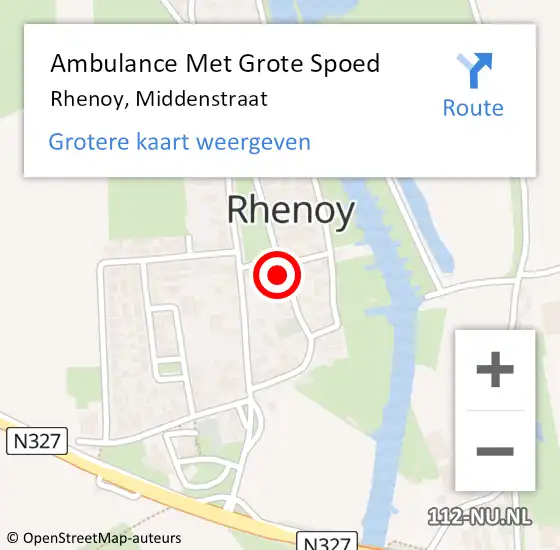 Locatie op kaart van de 112 melding: Ambulance Met Grote Spoed Naar Rhenoy, Middenstraat op 28 oktober 2017 03:48