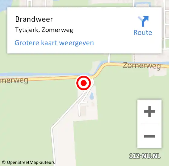 Locatie op kaart van de 112 melding: Brandweer Tytsjerk, Zomerweg op 28 oktober 2017 05:27