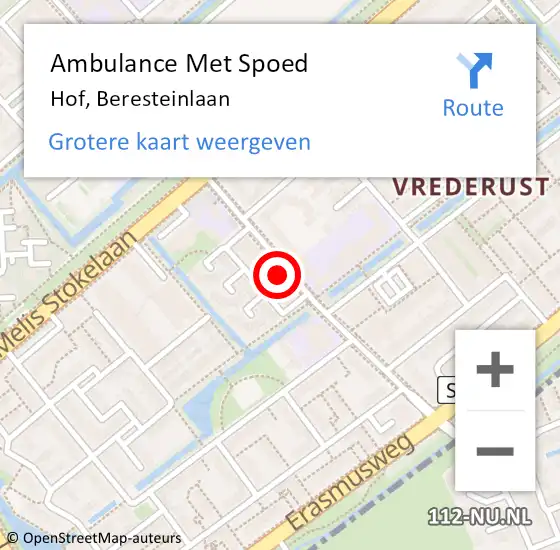 Locatie op kaart van de 112 melding: Ambulance Met Spoed Naar Hof, Beresteinlaan op 5 februari 2014 11:58