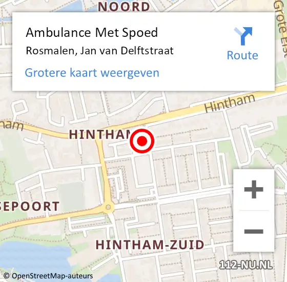 Locatie op kaart van de 112 melding: Ambulance Met Spoed Naar Rosmalen, Jan van Delftstraat op 28 oktober 2017 06:47