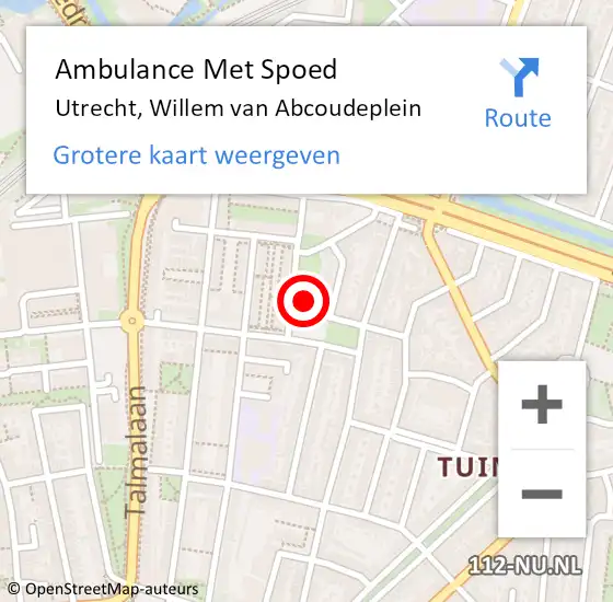 Locatie op kaart van de 112 melding: Ambulance Met Spoed Naar Utrecht, Willem van Abcoudeplein op 28 oktober 2017 07:37